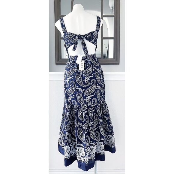 Sea New York Theodora Paisley Apron Midi Dress in Navy, NWT, Size 2 - Picture 7 of 15
